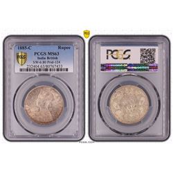 1885-C India British Rupee - PCGS MS63