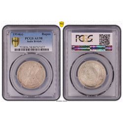 1914(c) India British Rupee - PCGS AU58