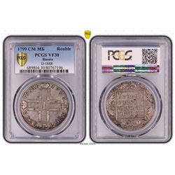 1799 __ __ Russia Rouble - PCGS VF30