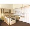 Image 1 : CREAM WITH WHITE AND GREY MARBLE COUNTER, 13.5' X 10' X 8' TALL KITCHEN SUITE, WITH 6' 3'' X 3' 3''