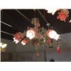 Image 2 : INCREDIBLY INTRICATE, GLASS CHANDELIER FEATURING 8 HAND PAINTED, PINK ROSE LAMPS AND PAINTED