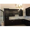 Image 2 : ESPRESSO AND WHITE MARBLE 138'' X 112'' X 8' TALL L-SHAPE KITCHEN SUITE, WITH BACKSPLASH