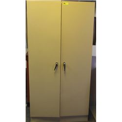 BEIGE TWO DOOR METAL STORAGE CABINET