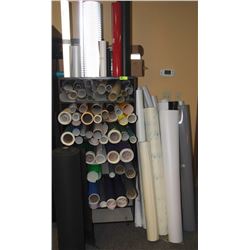 LOT OF ASSORTED PRINTING SHEETING WITH CABINET