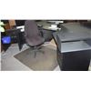 Image 1 : BLACK OFFICE DESK & OFFICE CHAIR WITH FLOOR MAT