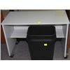 Image 1 : GREY MOVABLE TABLE & GARBAGE CANS