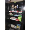 Image 1 : 2 DOOR BLACK CABINET WITH MISC OFFICE & STATIONARY
