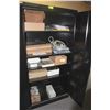 Image 1 : 2 DOOR BLACK CABINET WITH MISC COMPUTER CORDS,