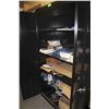 Image 1 : 2 DOOR BLACK STORAGE CABINET WITH COMPUTER CORDS