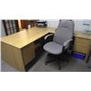 Image 1 : WOOD DESK WITH RUN OFF AND OFFICE CHAIR