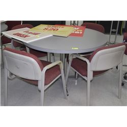ROUND TABLE WITH 4 CLOTH CHAIRS