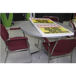 ROUND TABLE WITH 3 CLOTH CHAIRS