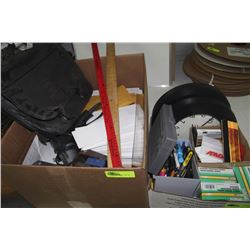 LOT OF 2 BOXES OF STATIONARY SUPPLIES AND OFFICE