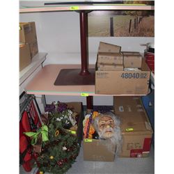 TWO SQUARE LUNCHROOM TABLES WITH FOLDING CHAIR,