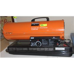 DAYTON PORTABLE OIL HEATER 7500BTU