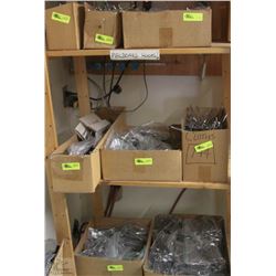 7 BOXES OF PEG HOOKS AND A BOX OF SEALING HANGERS