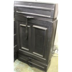 LARGE BLACK PLASTIC CASE ON WHEELS