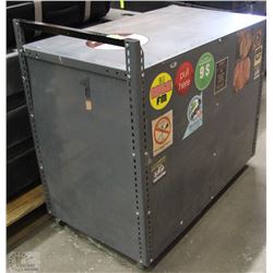 GREY METAL ROLLING CART AND CONTENTS