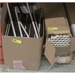 2 BOXES OF ROUND TUBES AND POSTER BOARD RAIL