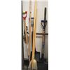 Image 1 : LOT OF ASSORTED SHOVELS, BROOMS, AND ICE PICKS