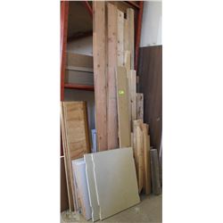 LOT OF ASSORTED SHEETS OF PLYWOOD AND 2X4'S