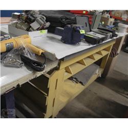 LARGE WOODEN TABLE ON WHEELS