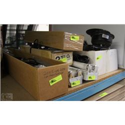 LOT OF MISC LIGHTING & ROTATING SHELF DISPLAYS