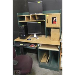 ASUS DESKTOP COMPUTER WITH 2 DELL MONITORS, MOUSE,