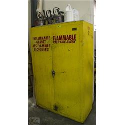 STORAGE CABINET WITH SAFETY CANS & CONTENTS