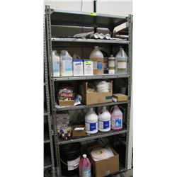 ASSORTED CLEANERS, TAPE, AND MORE