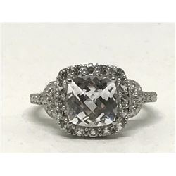 #4-STERLING SILVER CUBIC ZIRCONIA RING