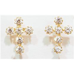 #6-14 KT YELLOW GOLD CUBIC ZIRCONIA EARRINGS