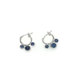 #9-10KT WHITE GOLD SAPPHIRE HOOP EARRINGS