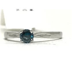 #16-14KT WHITE GOLD BLUE DIAMOND SOLITAIRE RING