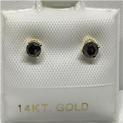 #24-14KT YELLOW GOLD BLUE DIAMOND EARRINGS