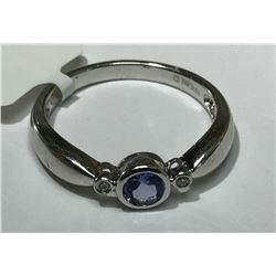 #41-10KT WHITE GOLD TANZANITE DIAMOND RING