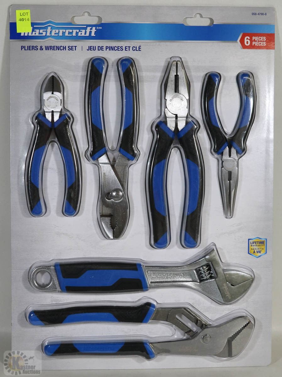 NEW MASTERCRAFT 6PC PLIERS & WRENCH SET