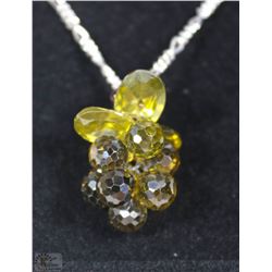 GREEN CRYSTAL CLUSTER PENDANT WITH 18" STERLING