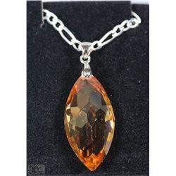 CITRINE PENDANT WITH 18" STERLING SILVER CHAIN