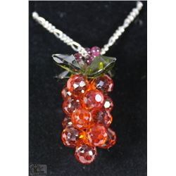 RED CRYSTAL CLUSTER PENDANT WITH 18" STERLING