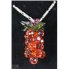 Image 1 : RED CRYSTAL CLUSTER PENDANT WITH 18" STERLING