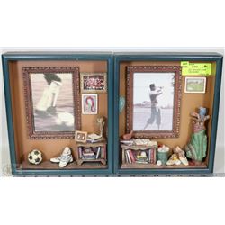 PAIR OF GOLF "REALISTIC SHOW BOX" PICTURE FRAMES