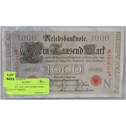GERMANY 1910 -1000 MARK BANK NOTE "N" SERIES