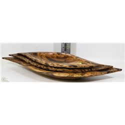 SET OF 3 MANGO WOOD DECORATIVE PLATTERS