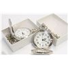 Image 1 : 2 NEW SILVER COLOR POCKET WATCHES ENGRAVEABLE