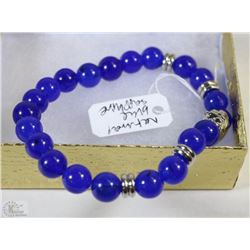 #24-BLUE SAPPHIRE BEAD BRACELET 7.5"