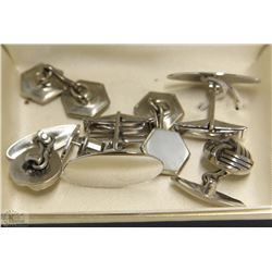 LOT WITH STERLING SILVER CUFFLINKS  & TIE CLIP &