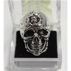 MEN'S HEAVY STAINLESS STEEL SKULL RING SZ10