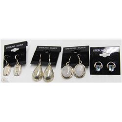 4 NEW PAIRS OF STERLING SILVER EARRINGS