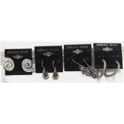 4 NEW STERLING SILVER PAIRS OF EARRINGS